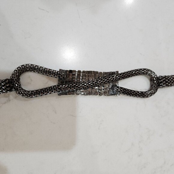 Luxury Dressy OS Black & Silver Crystal Rhinestone Beaded Chain Rope Belt - Picture 10 of 11